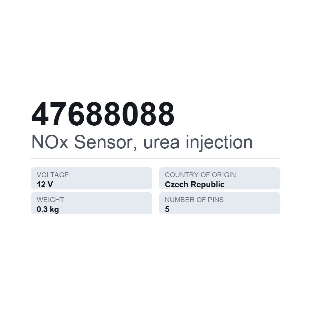 NOx-Sensor, Harnstoffeinspritzung 47688088 — technisches Datenblatt