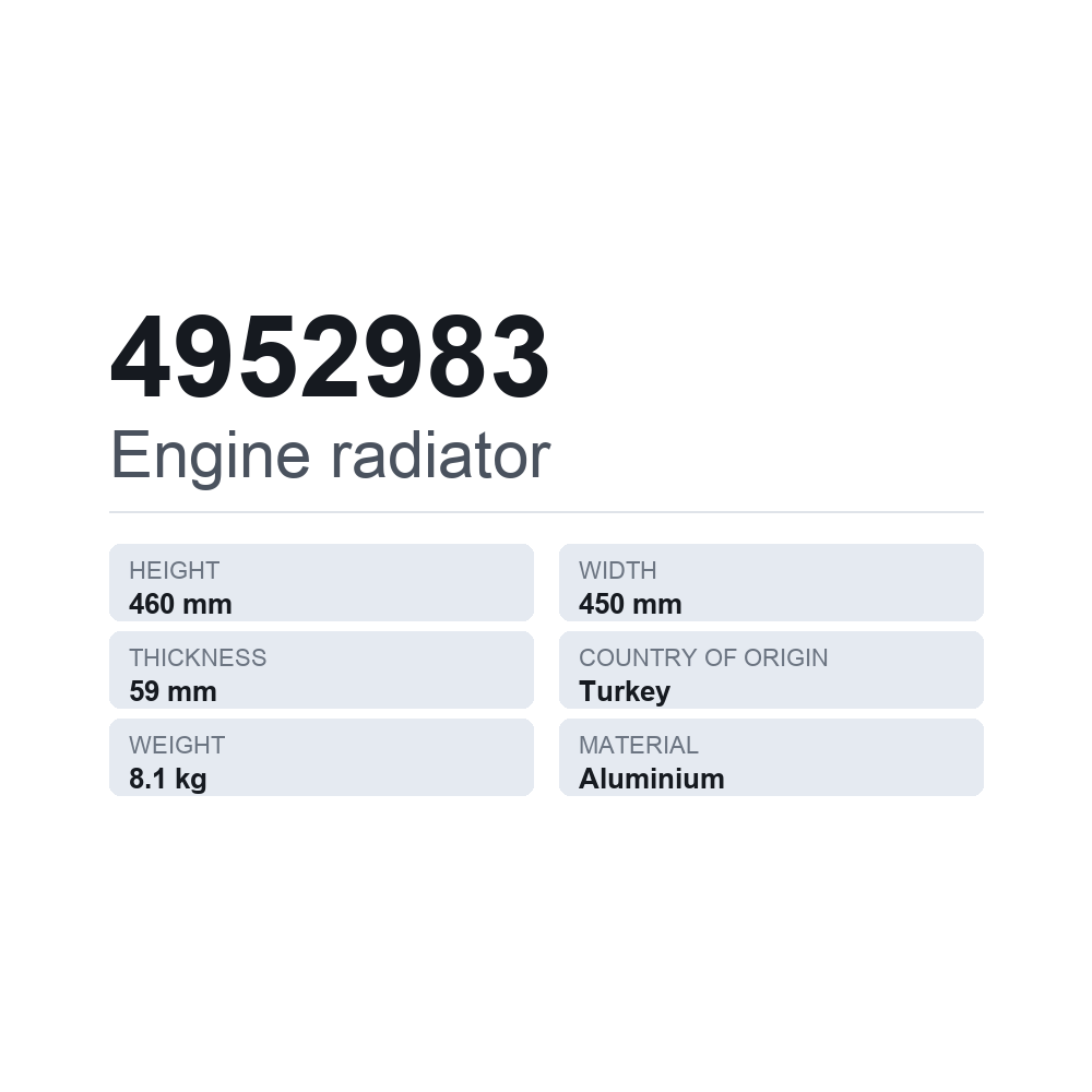 Motorkühler 4952983 — technisches Datenblatt