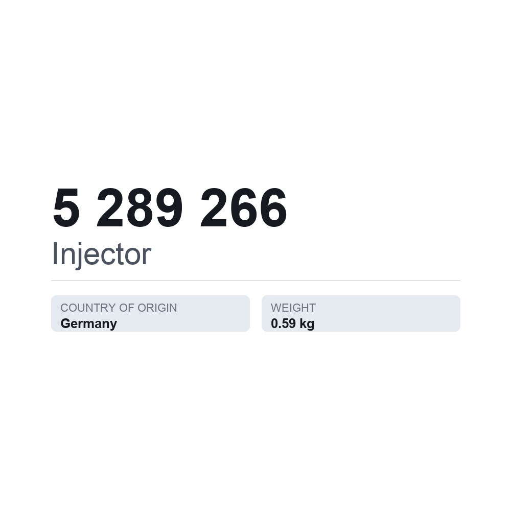 Indsprøjtningsdyse 5 289 266 — teknisk datablad