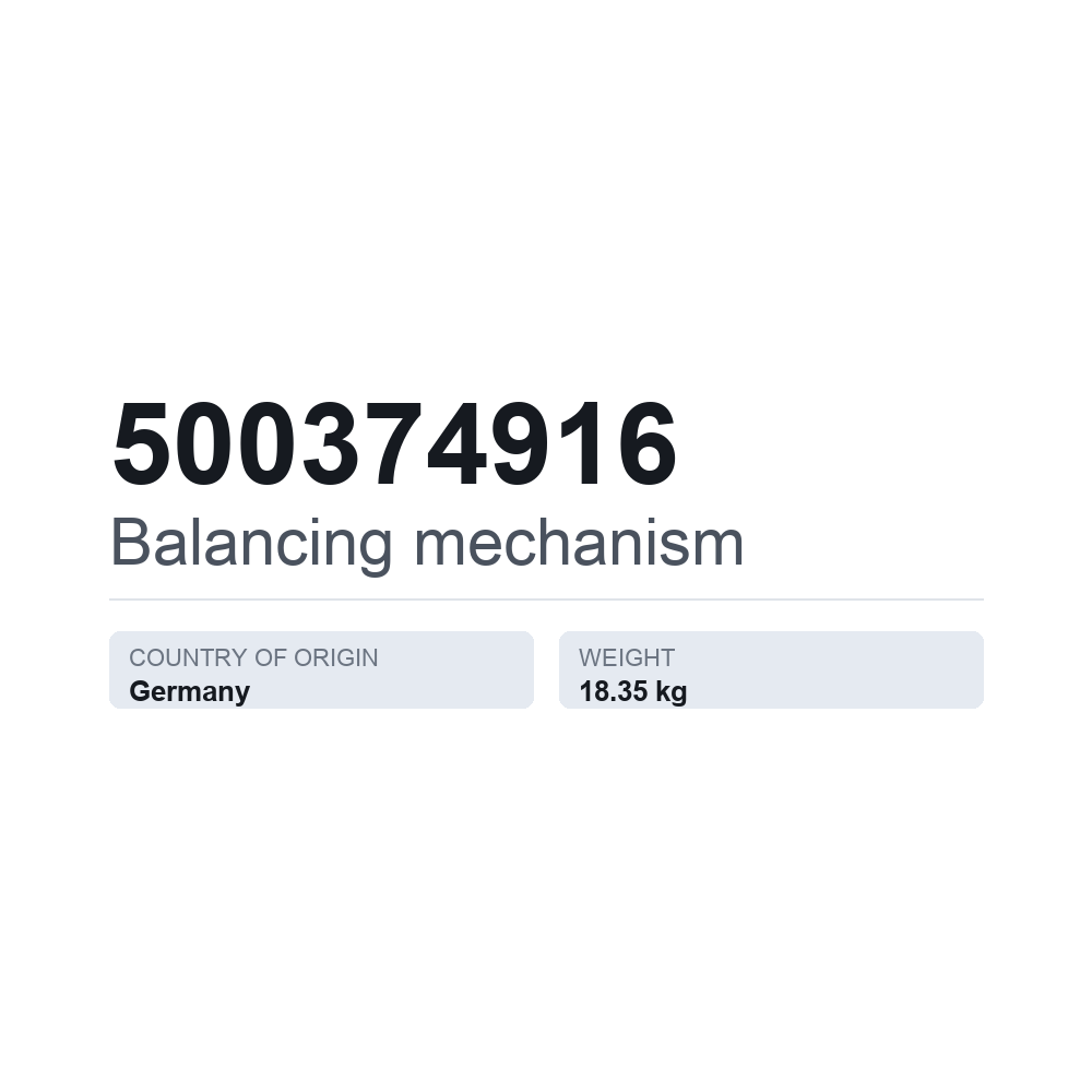 Tasapainoakseliyksikkö 500374916 — tekninen tietokortti