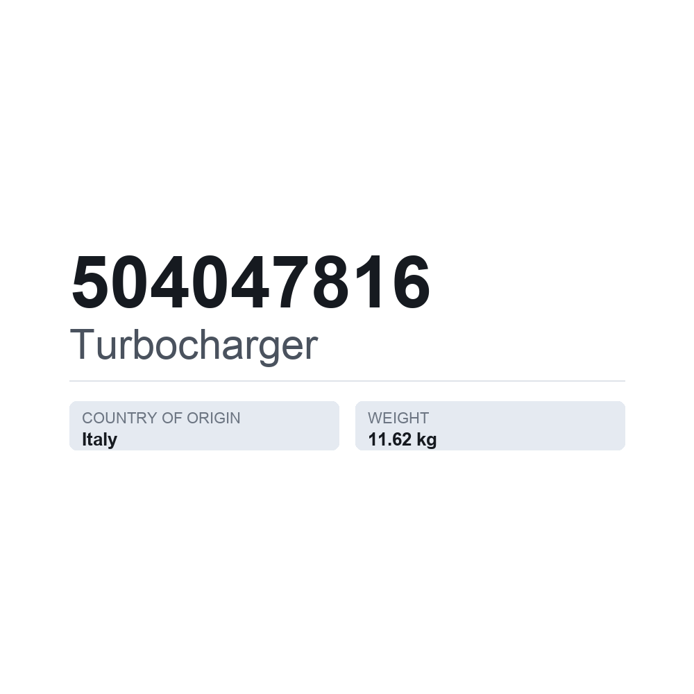 Turbolader 504047816 — technisches Datenblatt