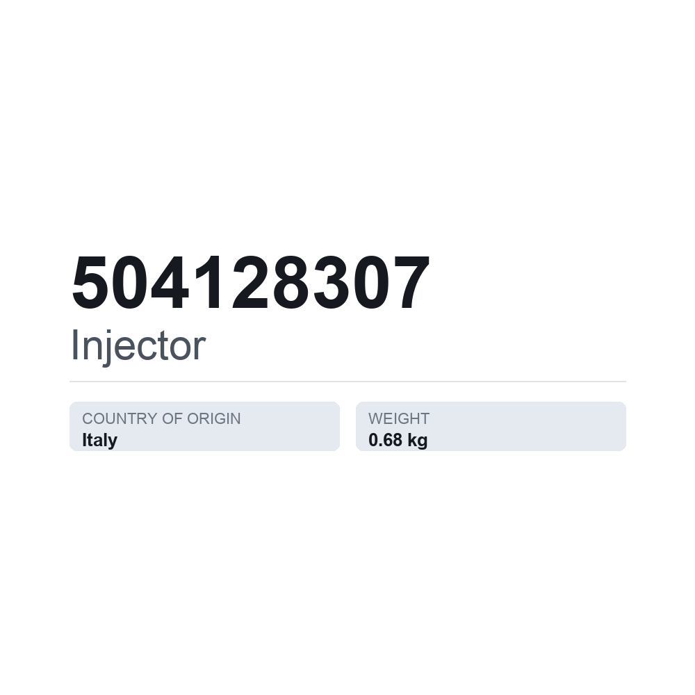 Indsprøjtningsdyse 504128307 — teknisk datablad