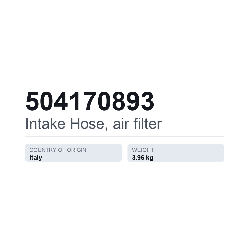 Ansaugschlauch, Luftfilter 504170893 — technisches Datenblatt