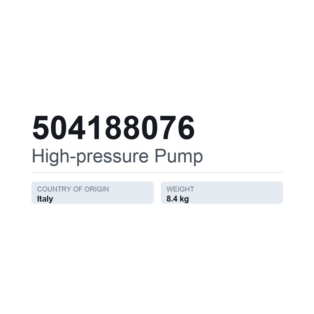 Hochdruckpumpe 504188076 — technisches Datenblatt