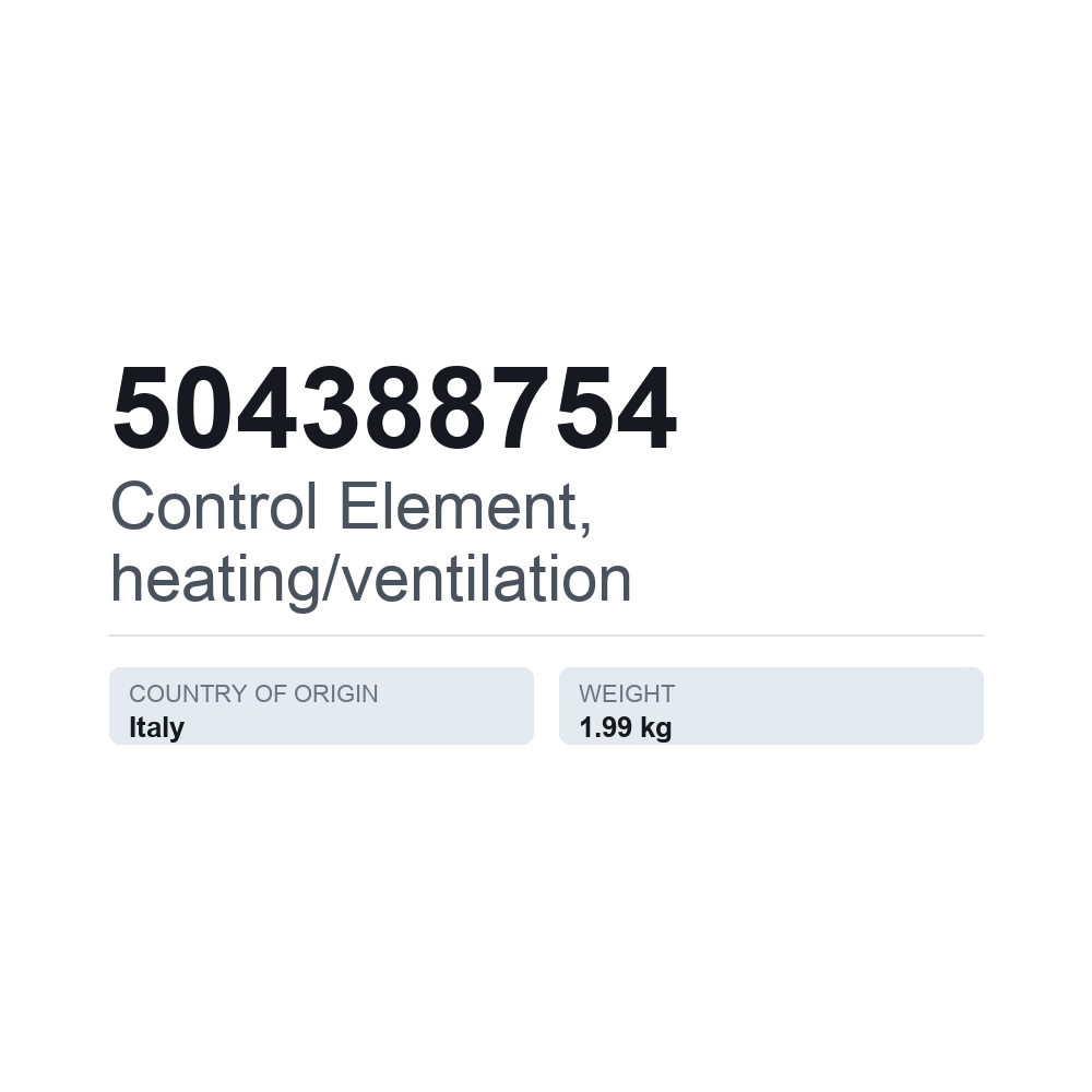 Betjeningselement, varme/ventilation 504388754 — teknisk datablad