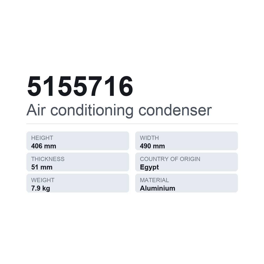 AC-kondensor 5155716 — tekniskt datablad