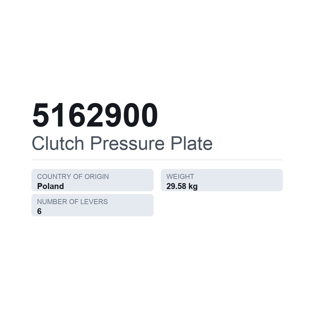 Kupplungsdruckplatte 5162900 — technisches Datenblatt