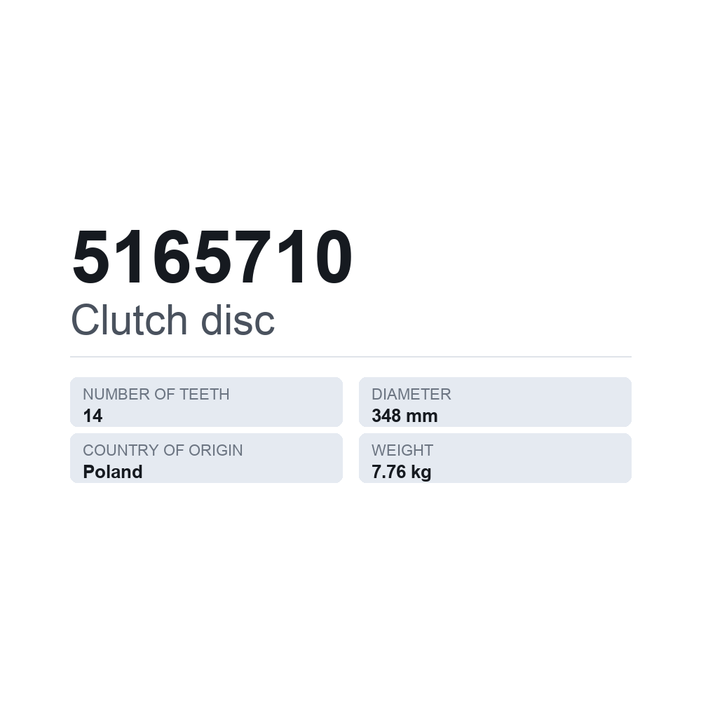 Kupplungsscheibe 5165710 — technisches Datenblatt