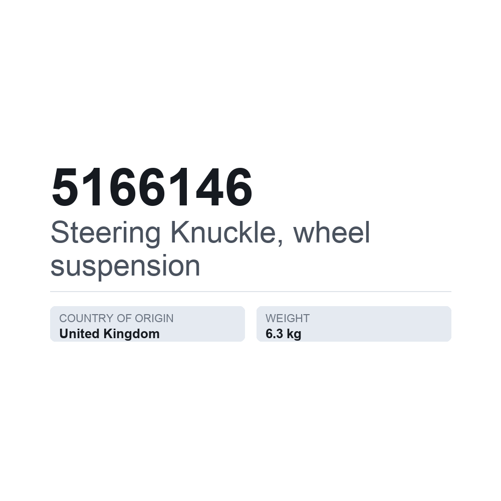 Styrespindel, hjulophæng 5166146 — teknisk datablad
