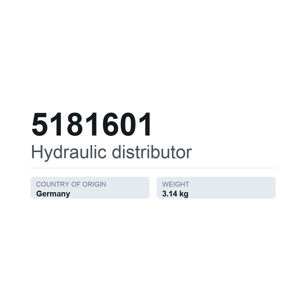 Hydraulventil, ventilblock 5181601 — tekniskt datablad