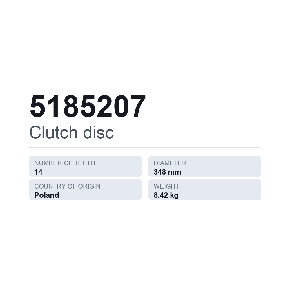Kupplungsscheibe 5185207 — technisches Datenblatt