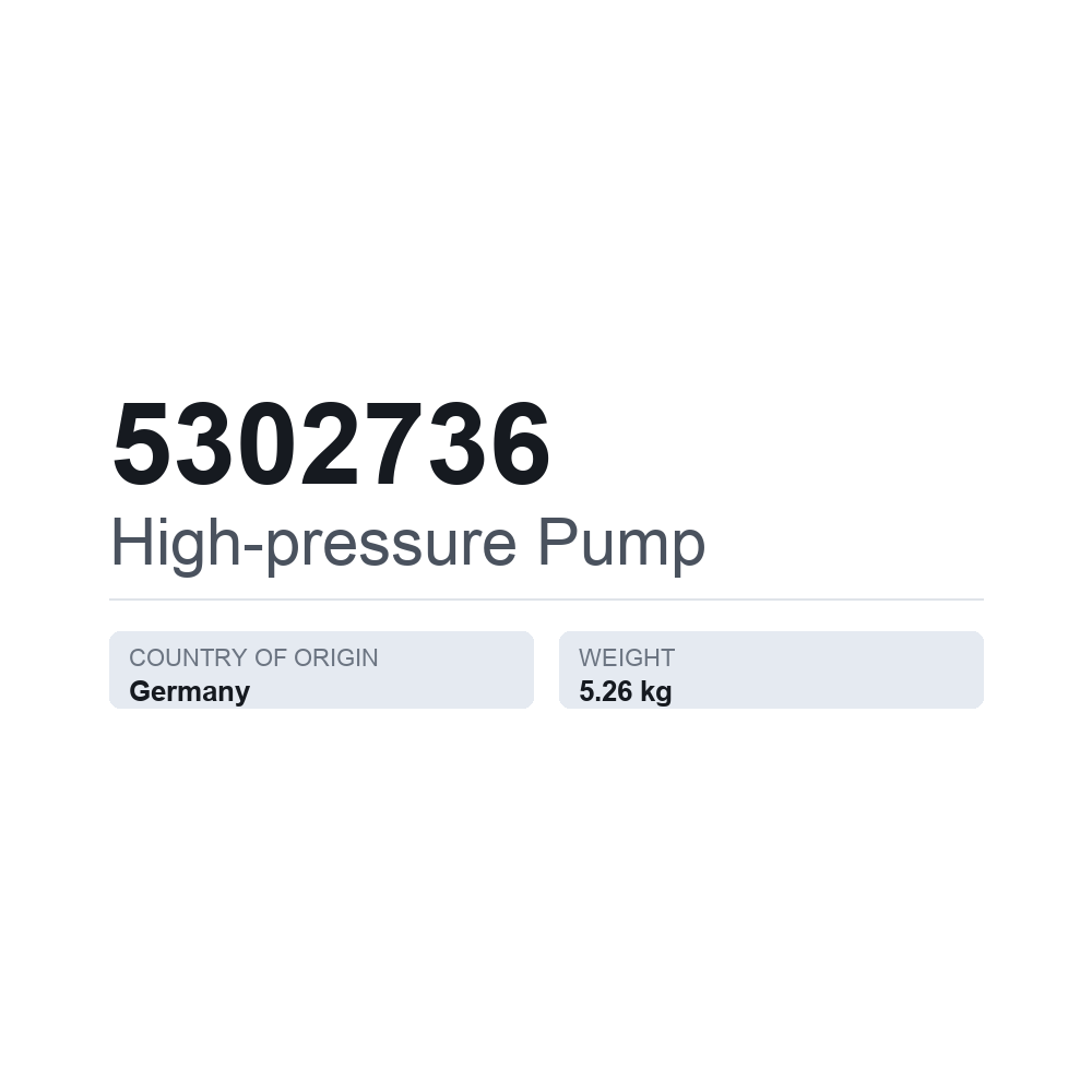 Højtrykspumpe 5302736 — teknisk datablad