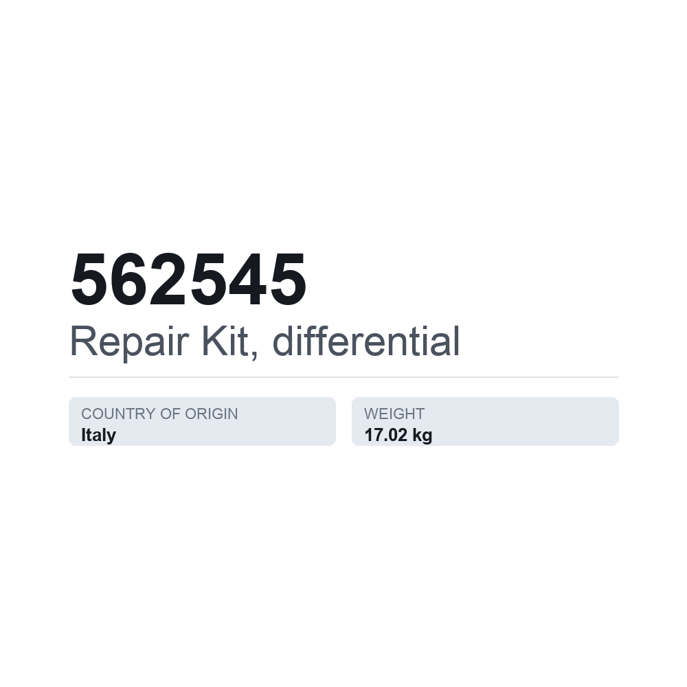 Reparatursatz, Differential 562545 — technisches Datenblatt