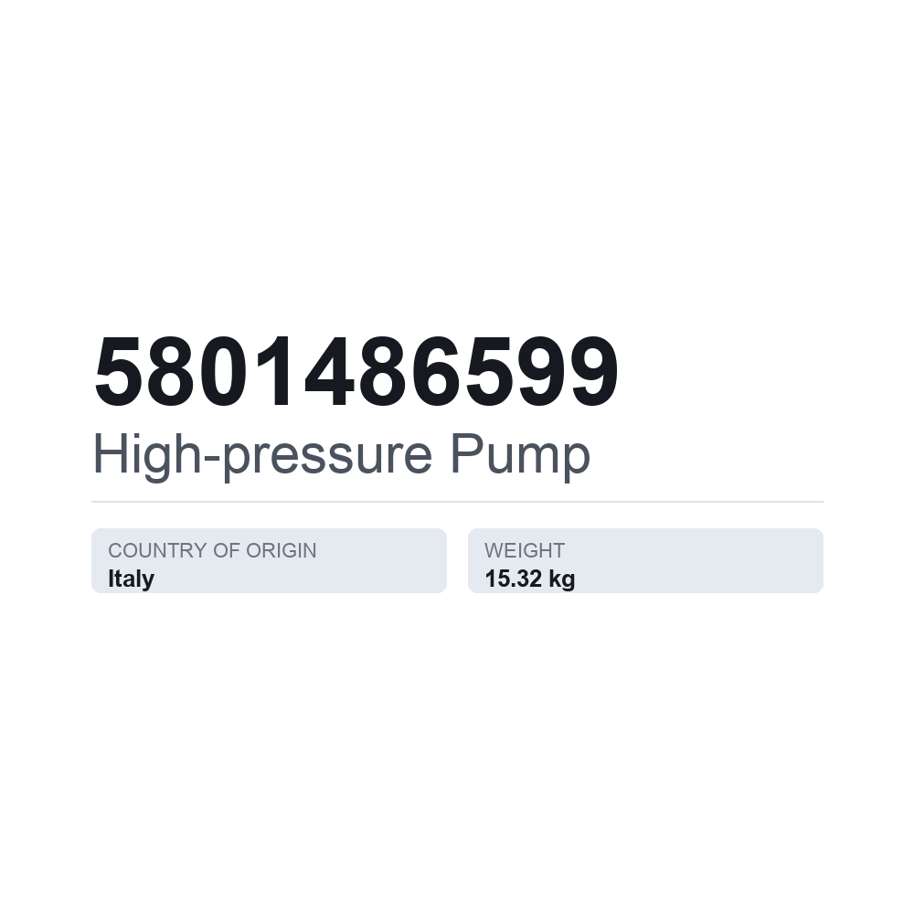 Högtryckspump 5801486599 — tekniskt datablad