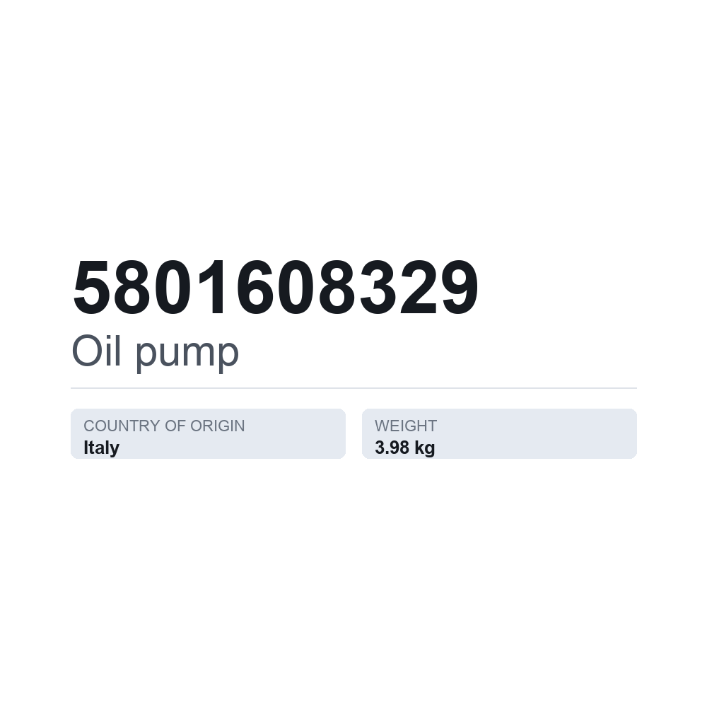 Ölpumpe 5801608329 — technisches Datenblatt