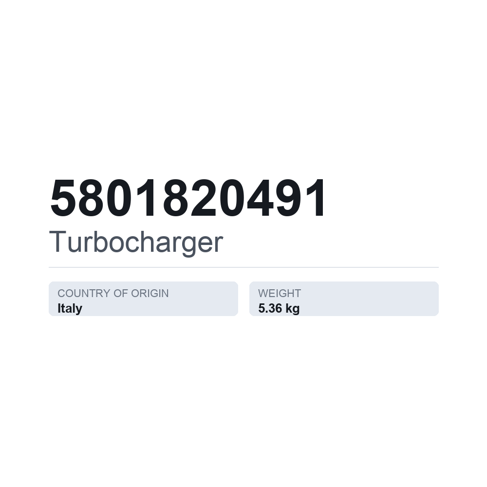 Turbolader 5801820491 — teknisk datablad