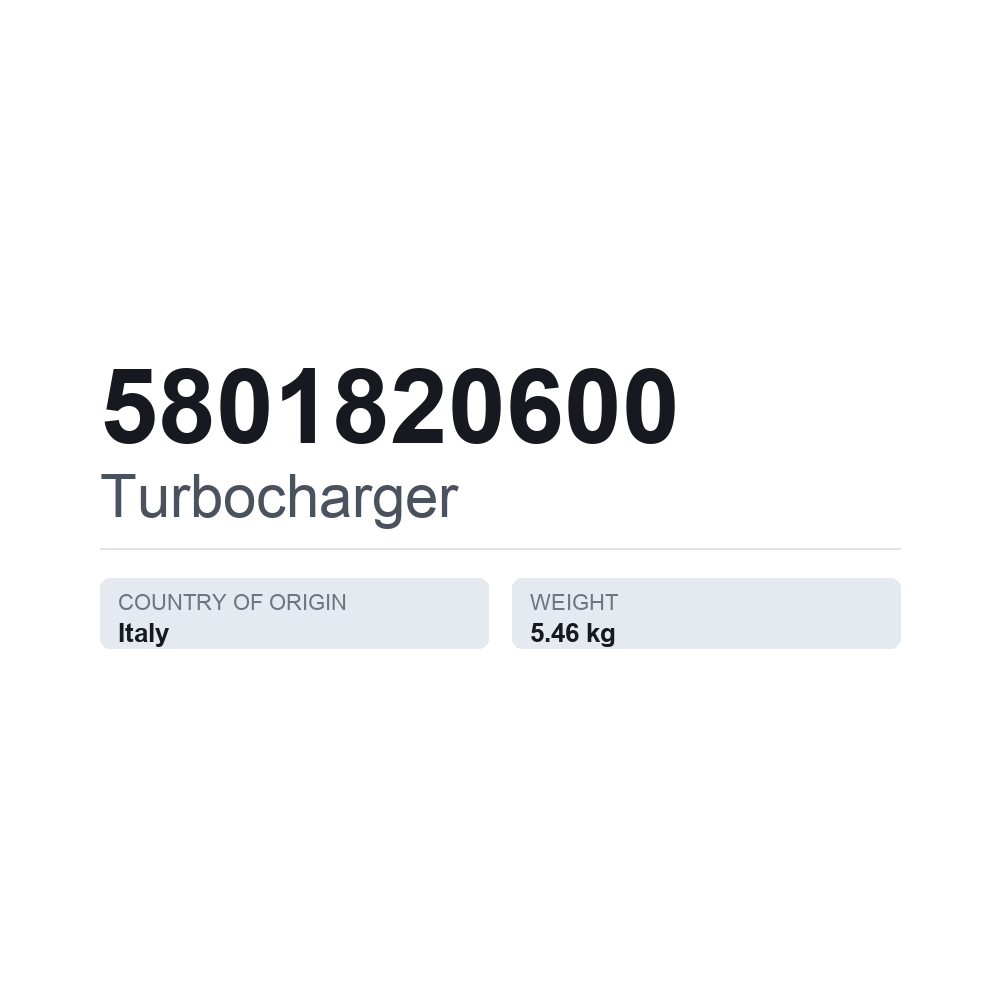 Turbolader 5801820600 — teknisk datablad