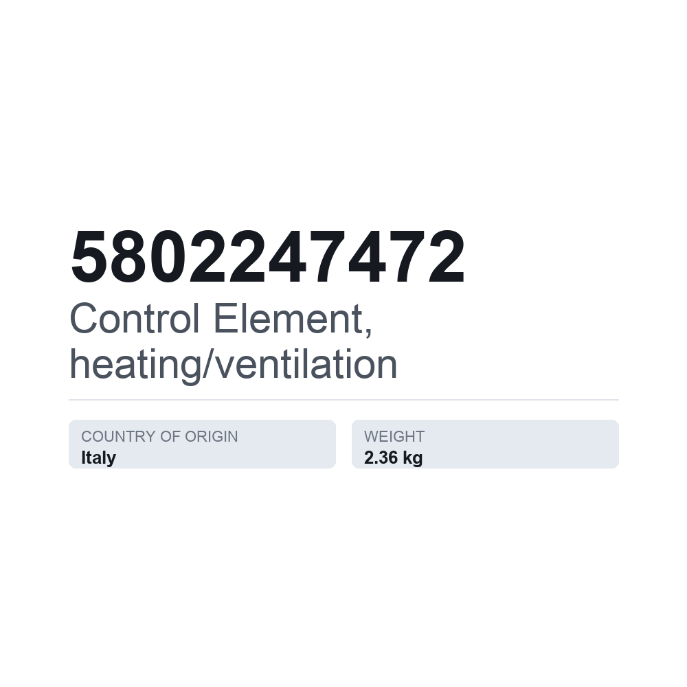 Bedienelement, Heizung/Lüftung 5802247472 — technisches Datenblatt