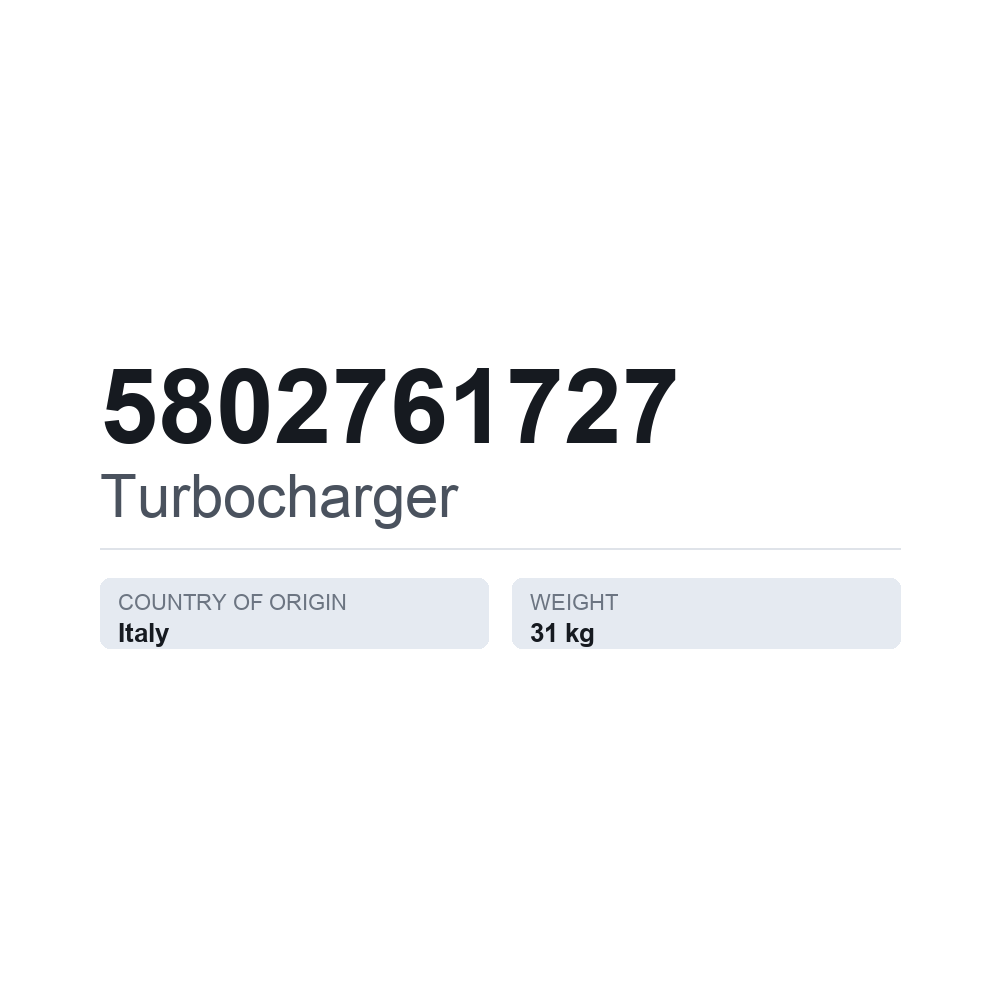 Turbolader 5802761727 — technisches Datenblatt