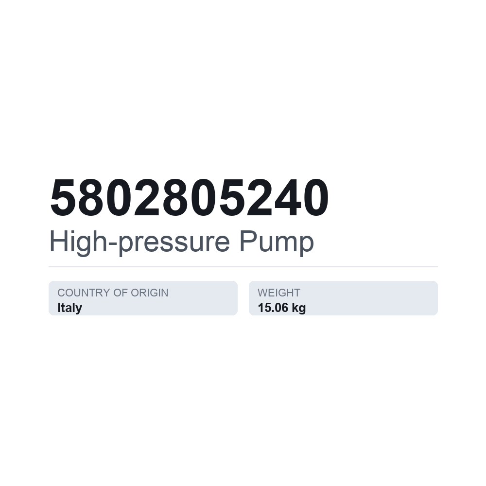Högtryckspump 5802805240 — tekniskt datablad