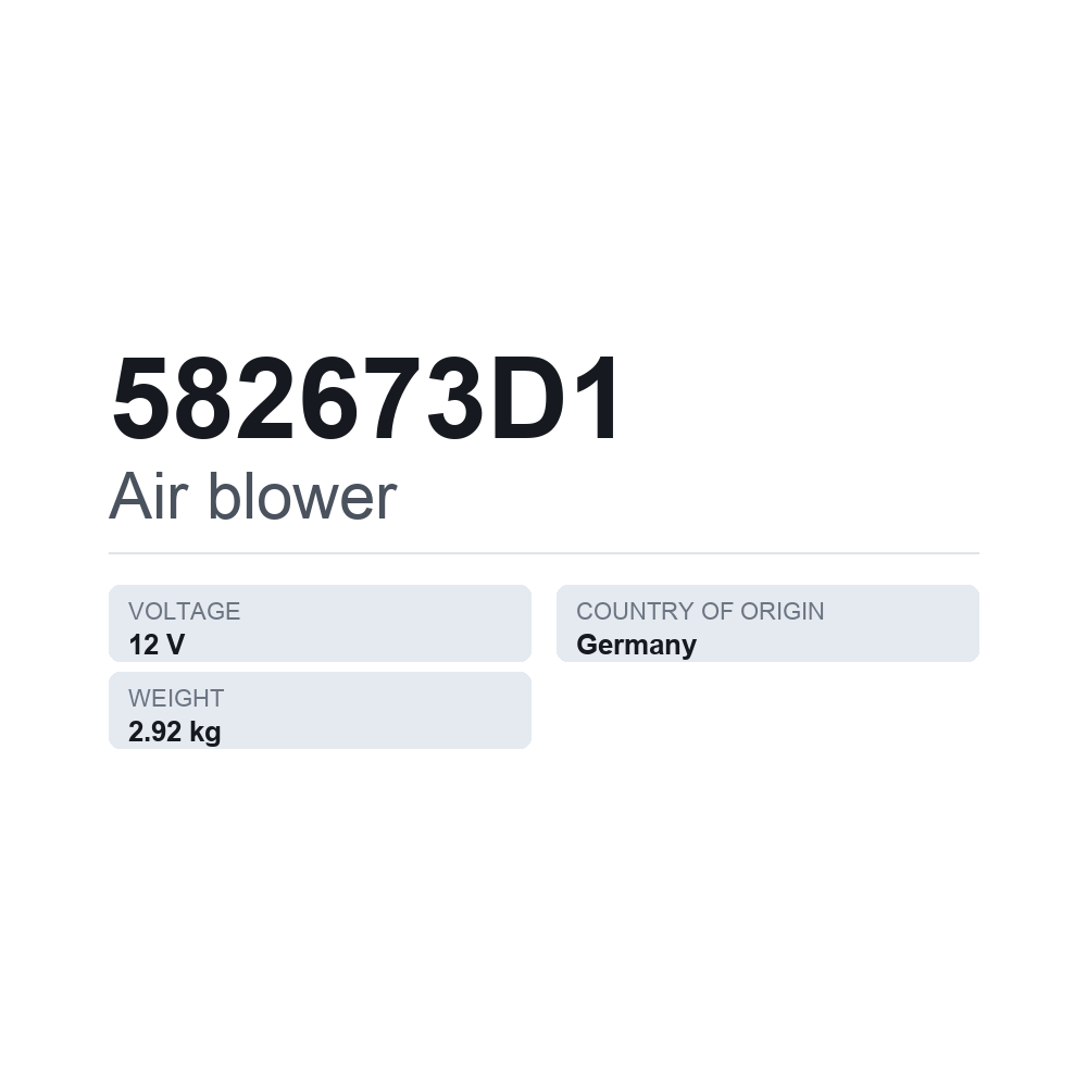 Innenraumgebläse 582673D1 — technisches Datenblatt