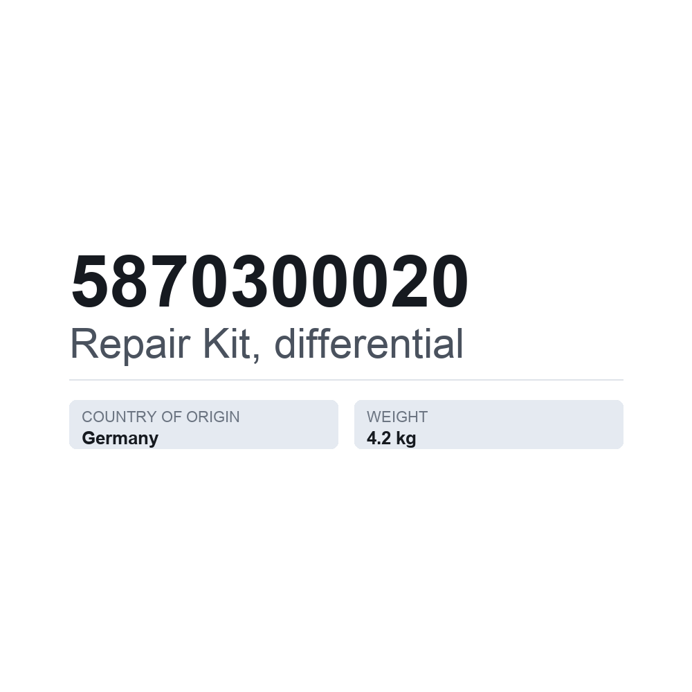 Reparatursatz, Differential 5870300020 — technisches Datenblatt