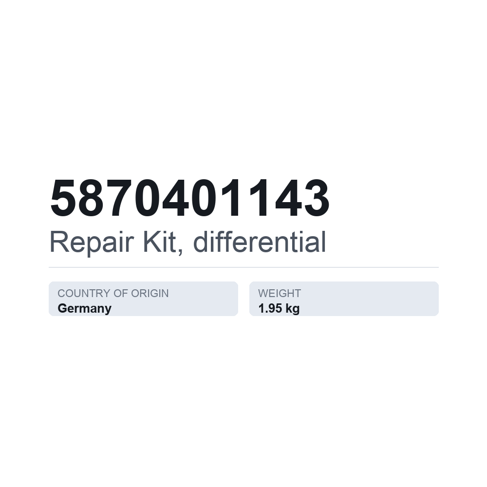 Reparatursatz, Differential 5870401143 — technisches Datenblatt