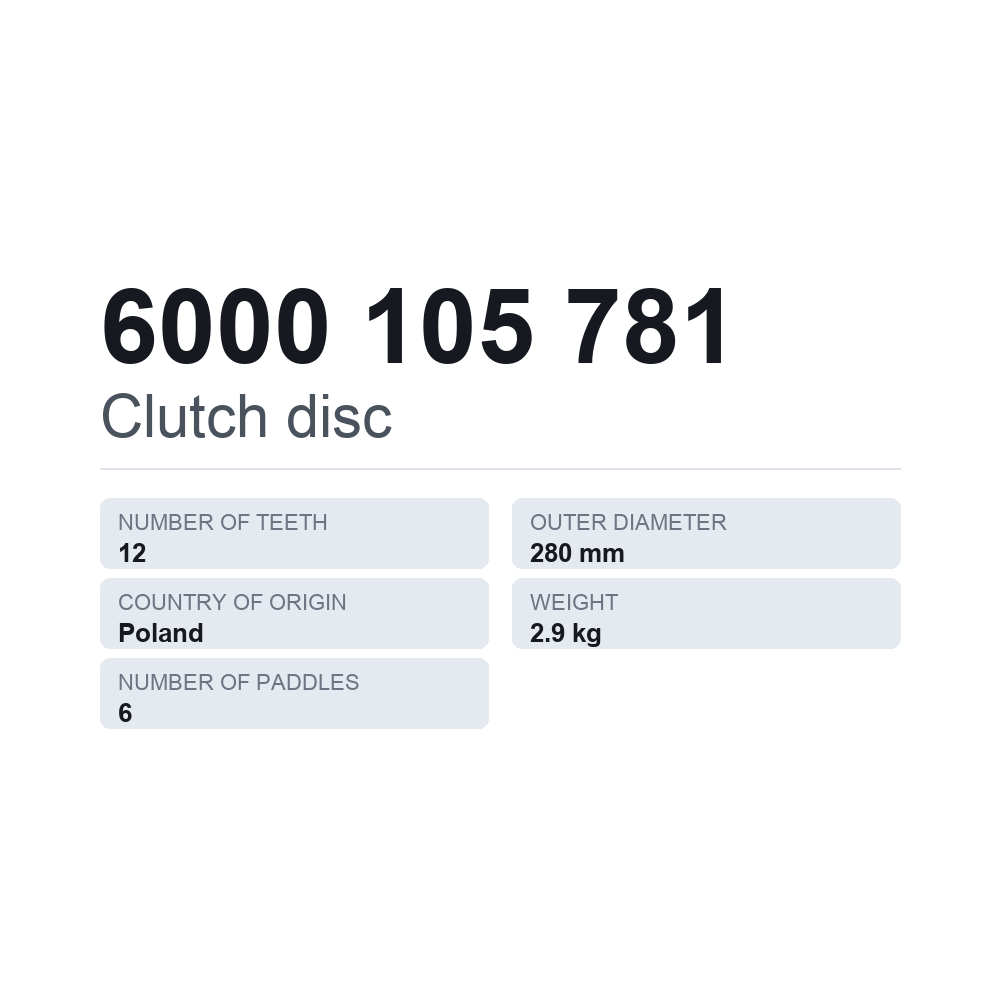 Kupplungsscheibe 6000 105 781 — technisches Datenblatt