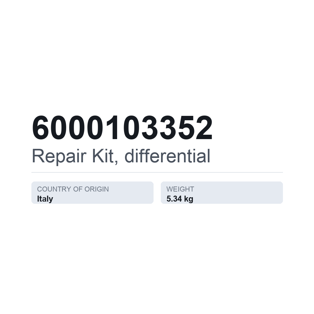 Reparatursatz, Differential 6000103352 — technisches Datenblatt