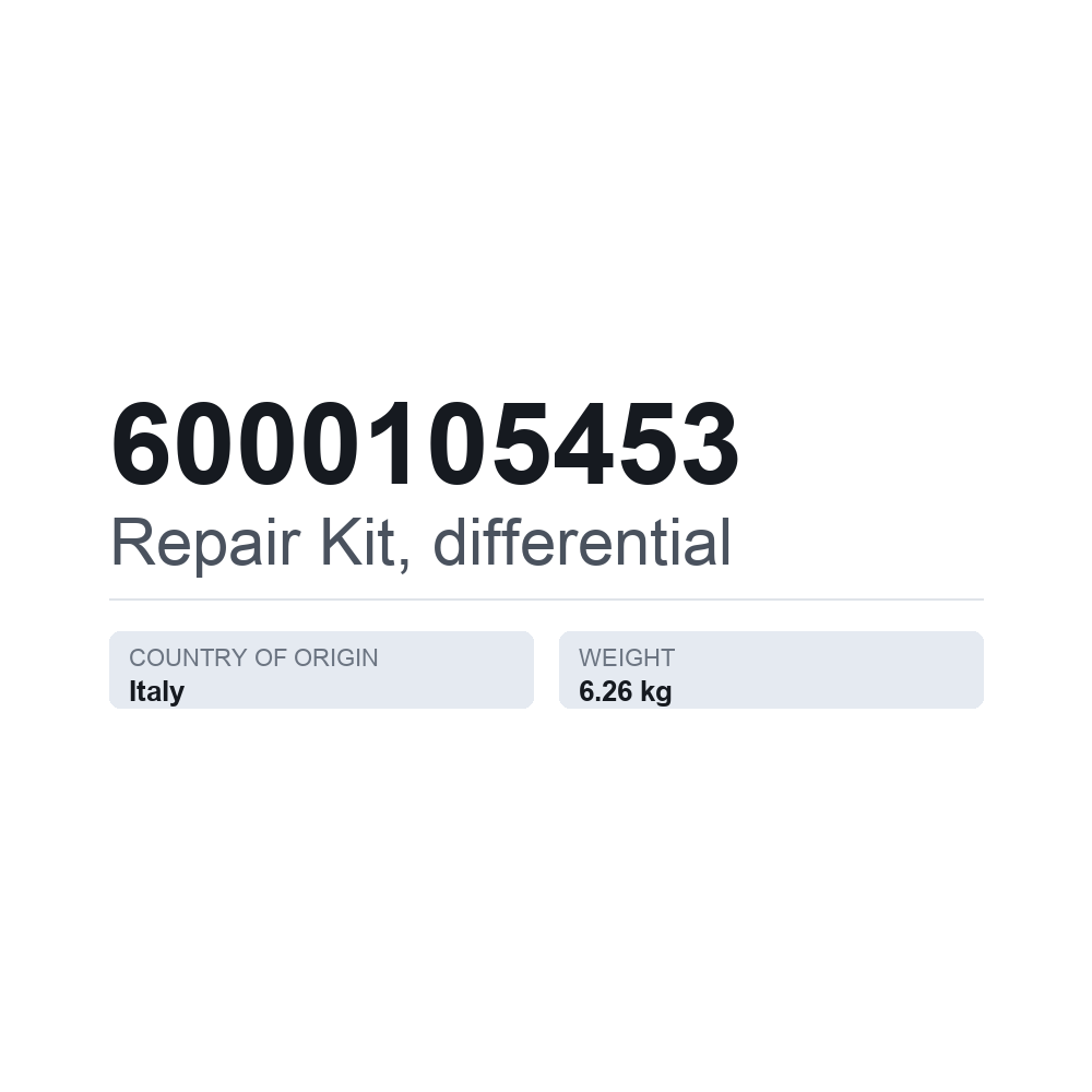 Reparationssæt, differentiale 6000105453 — teknisk datablad