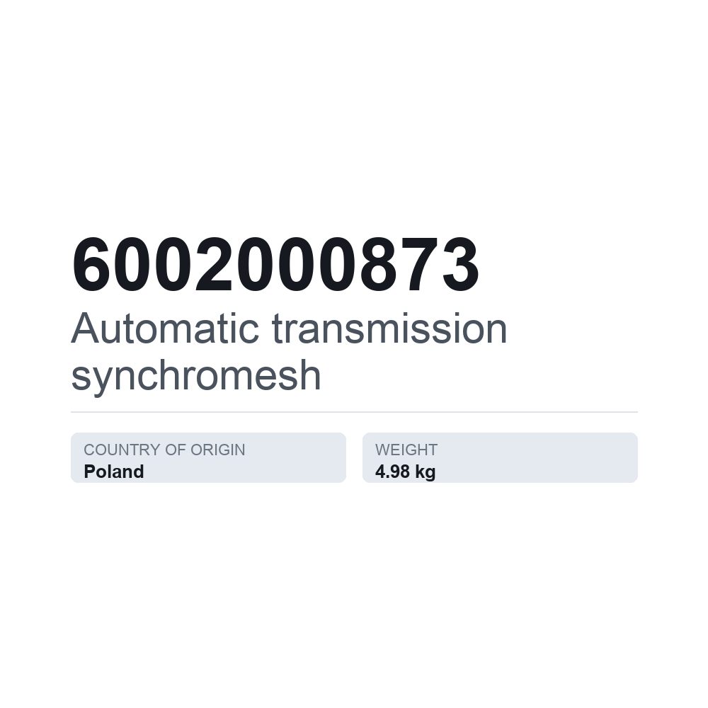 Synkronisering, automatgear 6002000873 — teknisk datablad