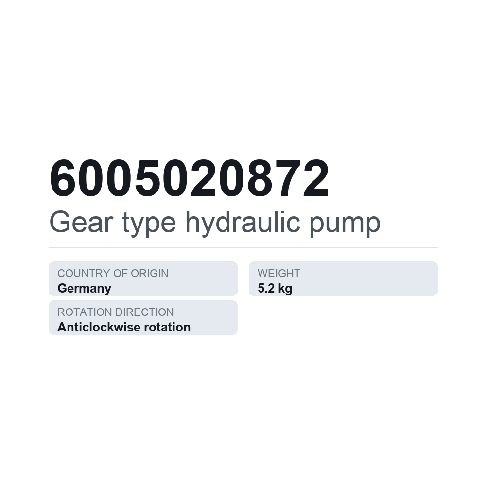 Hydraulische Zahnradpumpe 6005020872 — technisches Datenblatt
