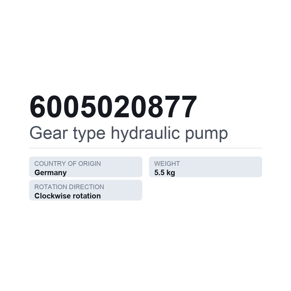 Tandhjulspumpe, hydraulisk 6005020877 — teknisk datablad