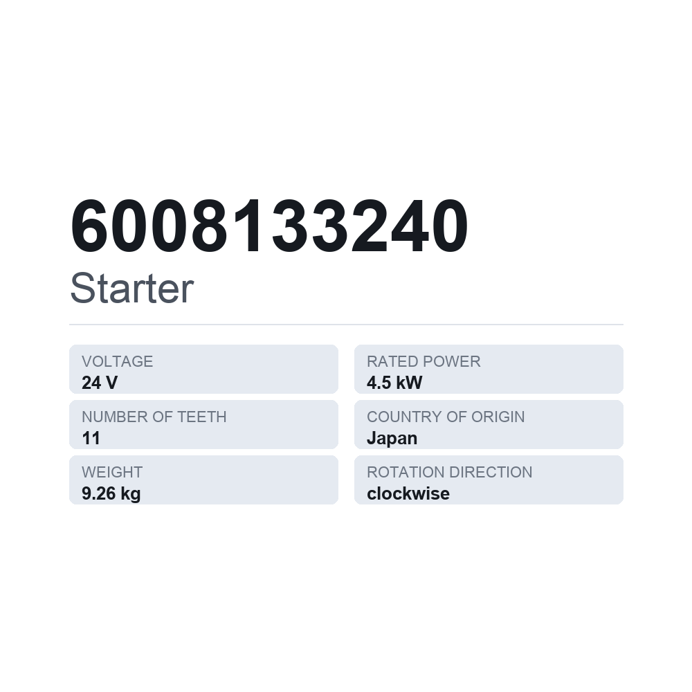 Starter 6008133240 — teknisk datablad