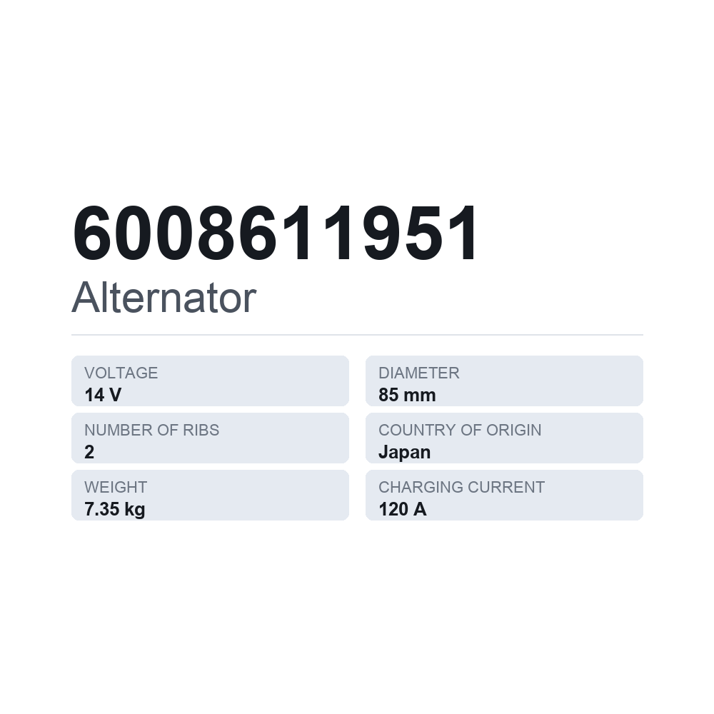 Lichtmaschine 6008611951 — technisches Datenblatt