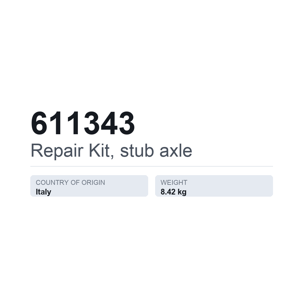Reparatursatz, Achsschenkel 611343 — technisches Datenblatt