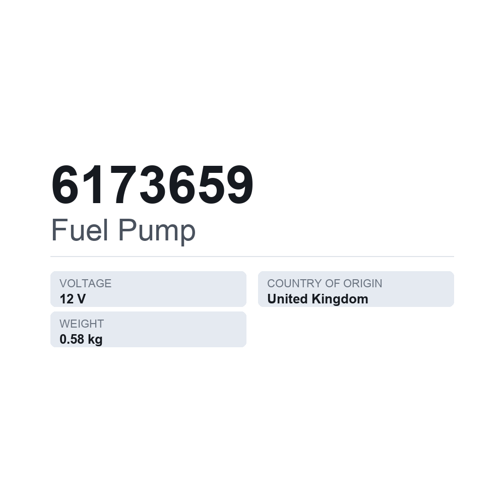 Polttoainepumppu 6173659 — tekninen tietokortti