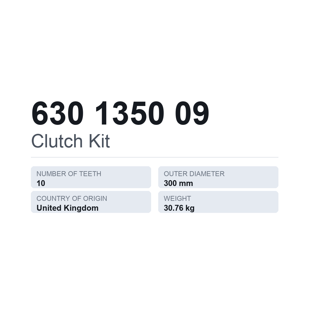 Kytkinsarja 630 1350 09 — tekninen tietokortti