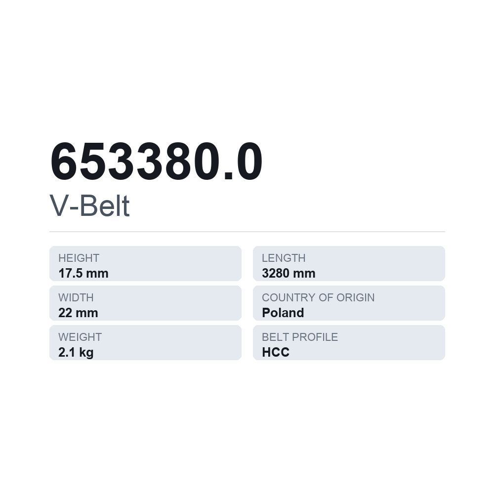 Kiilahihna 653380.0 — tekninen tietokortti