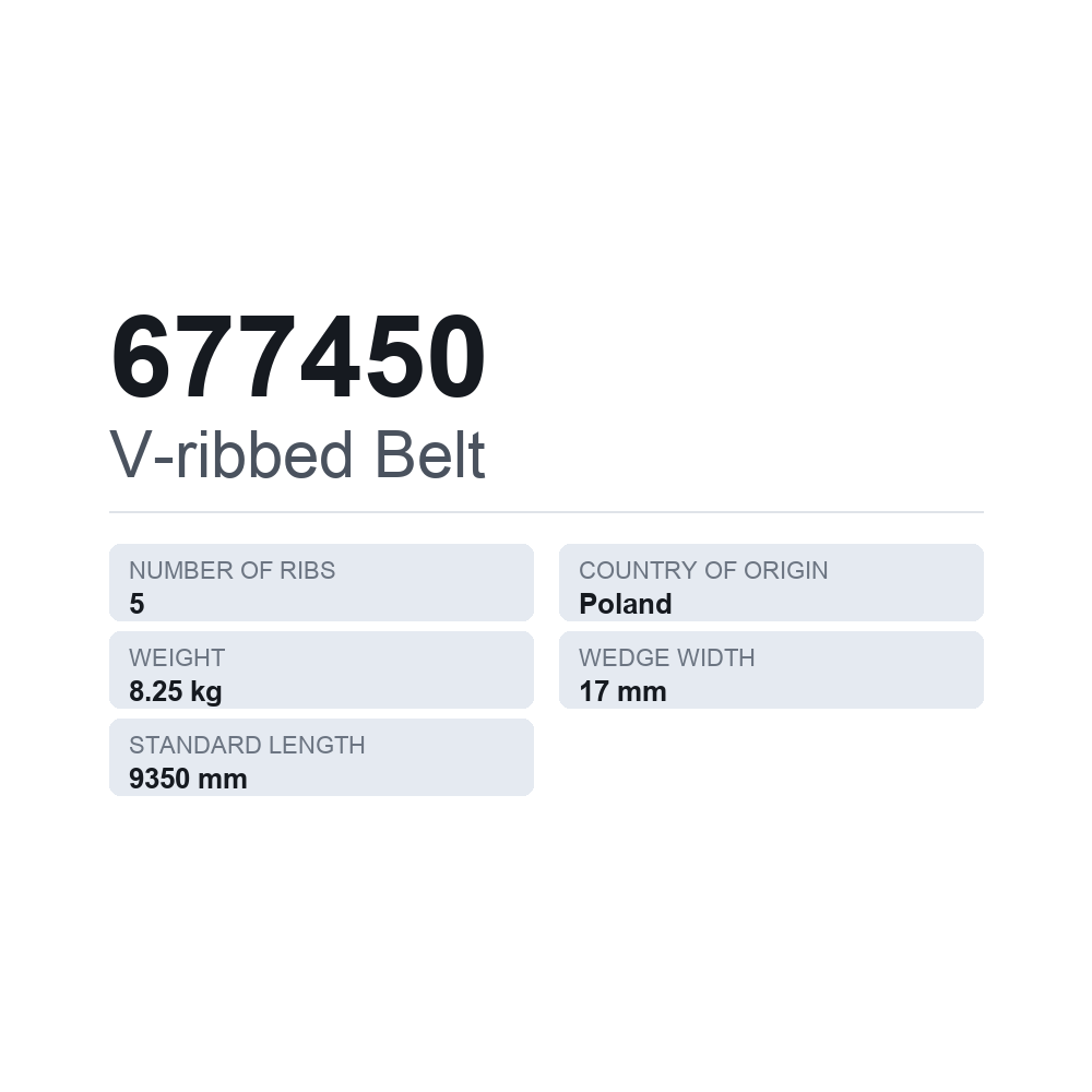 Keilrippenriemen 677450 — technisches Datenblatt