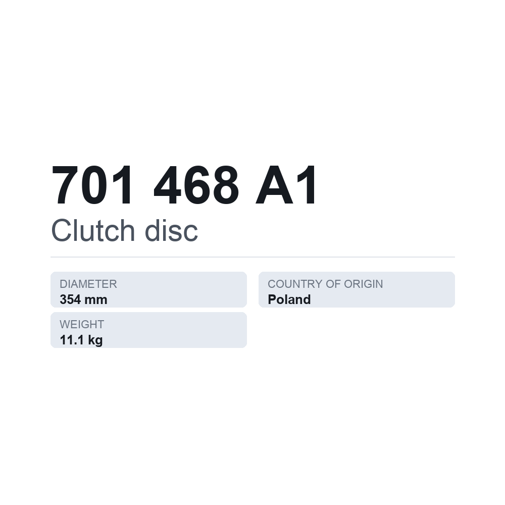 Kupplungsscheibe 701 468 A1 — technisches Datenblatt