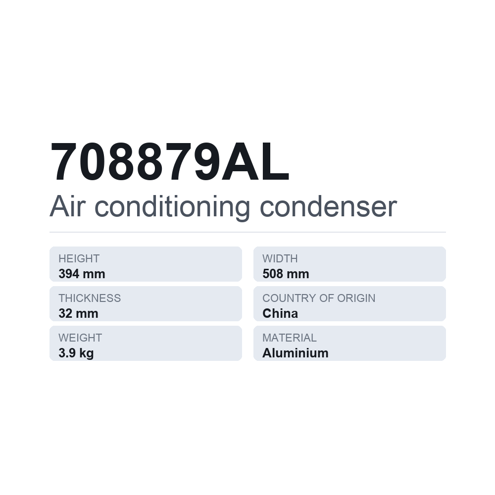 AC-kondensor 708879AL — tekniskt datablad