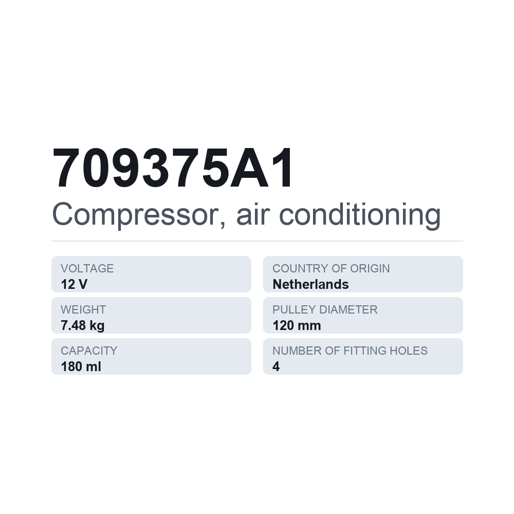 Klimakompressor 709375A1 — technisches Datenblatt