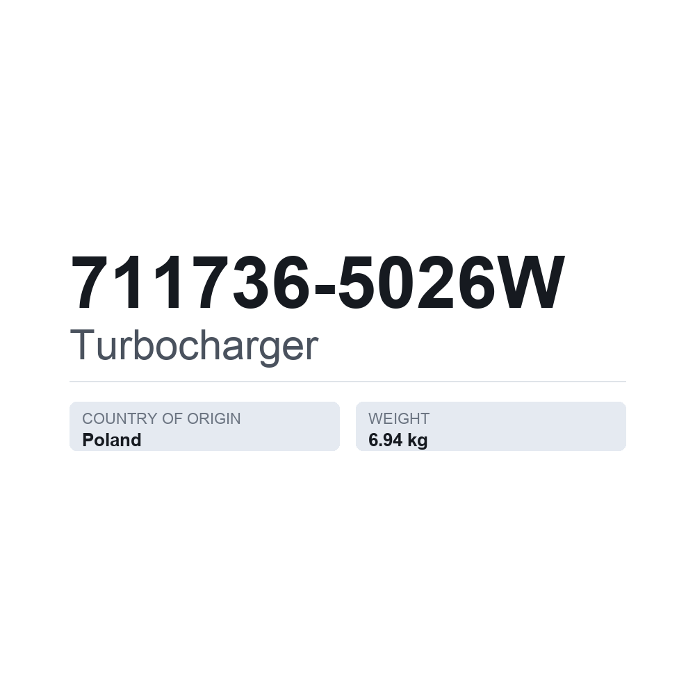 Turbolader 711736-5026W — technisches Datenblatt