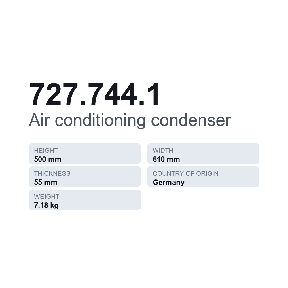 AC-kondensor 727.744.1 — tekniskt datablad