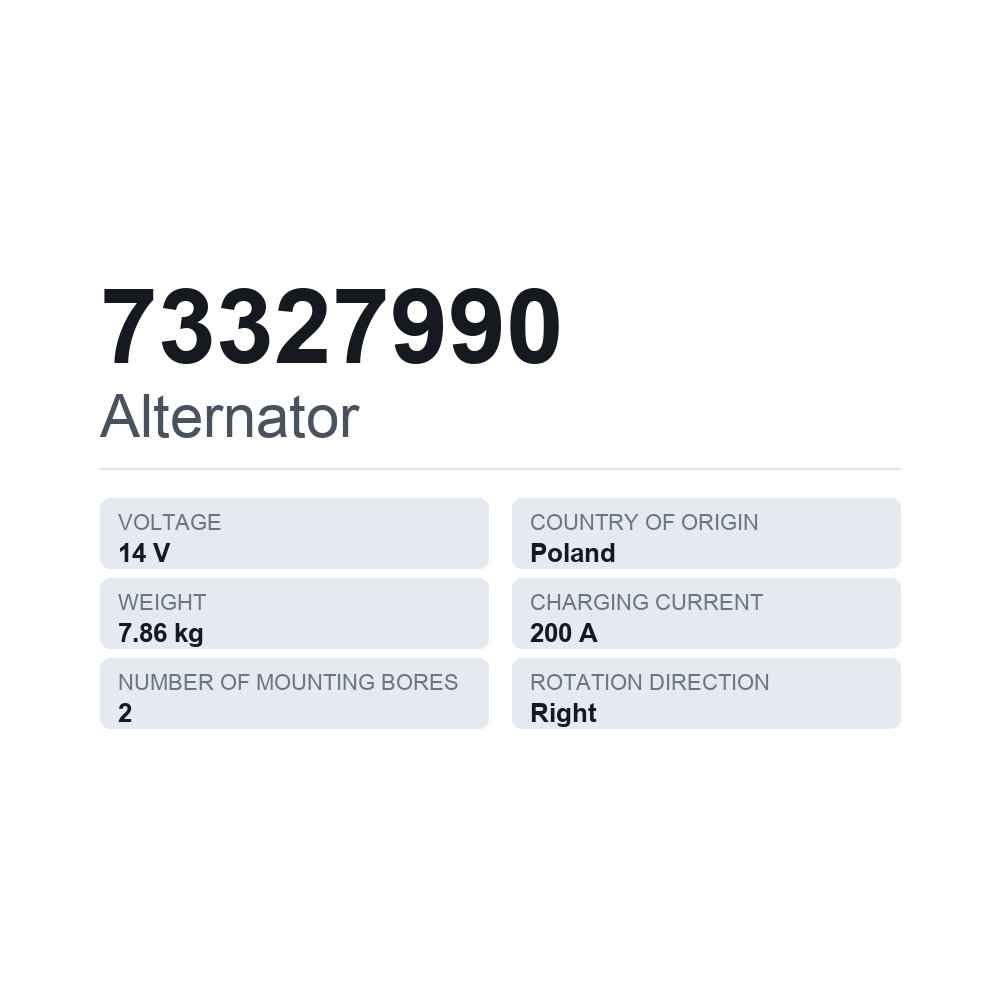 Lichtmaschine 73327990 — technisches Datenblatt