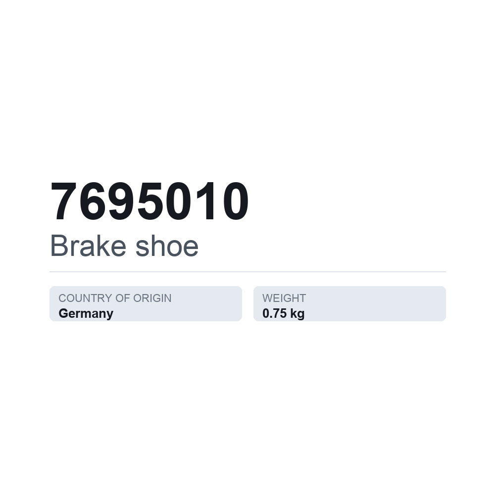 Bremsebelægning 7695010 — teknisk datablad