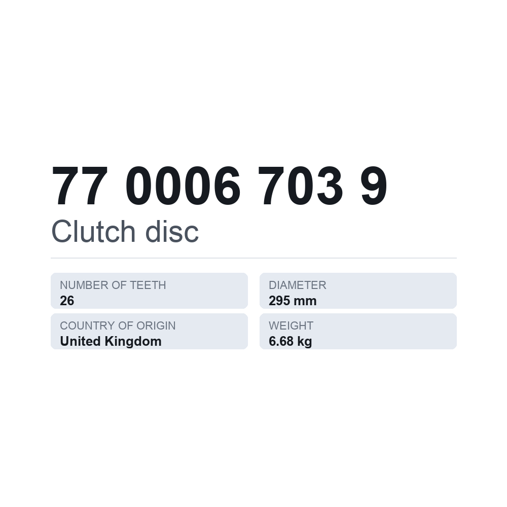 Kupplungsscheibe 77 0006 703 9 — technisches Datenblatt