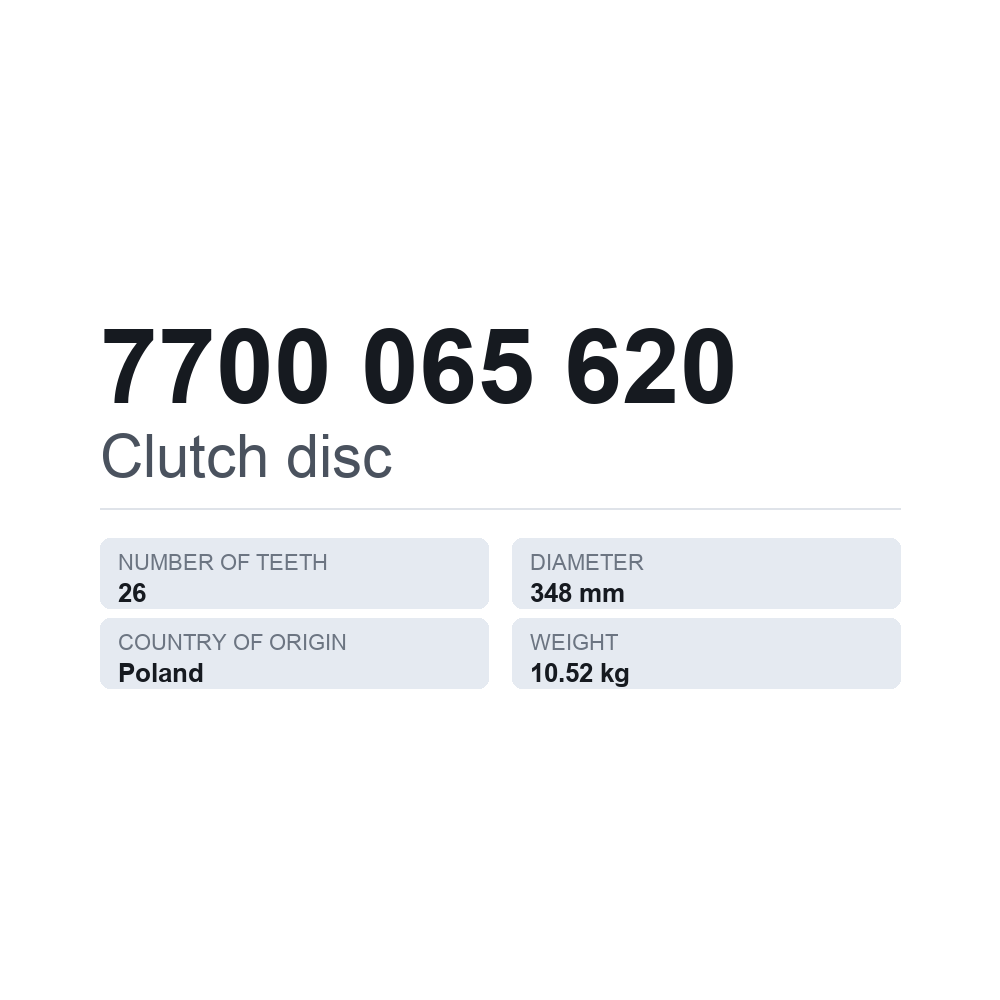 Kupplungsscheibe 7700 065 620 — technisches Datenblatt
