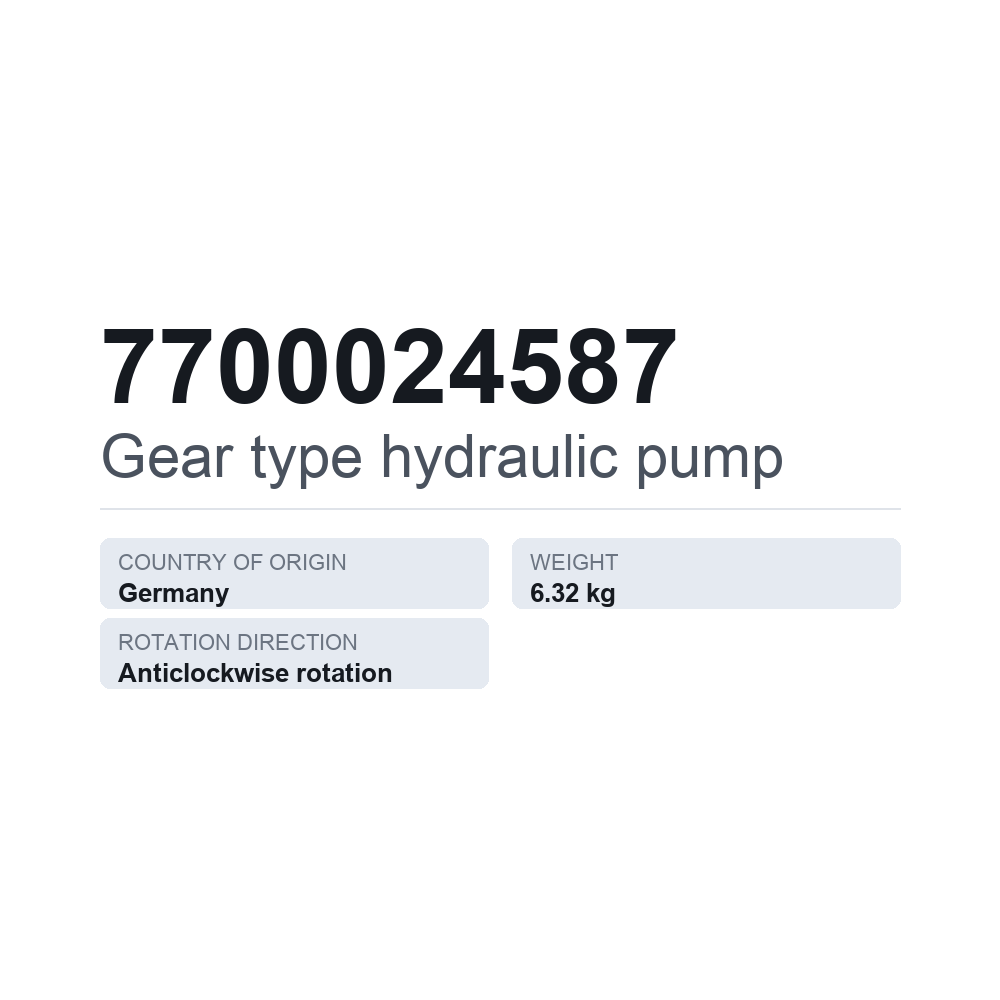 Hydraulische Zahnradpumpe 7700024587 — technisches Datenblatt